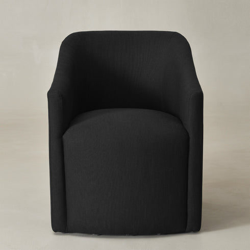 Rafa Performance Dining Chair with Casters – Padded Dining Chair with Arms | Chairs for Formal Dining Room | Kinwell Furniture | Soft Performance Fabric
